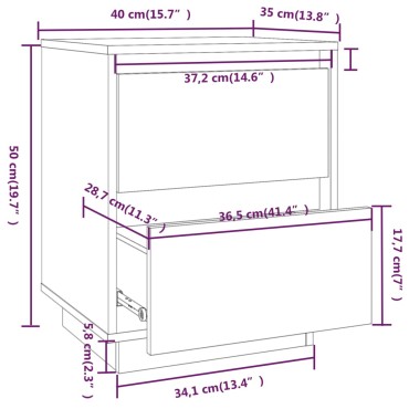 vidaXL Κομοδίνο 40x35x50cm από Μασίφ Ξύλο Πεύκου 1 τεμ.