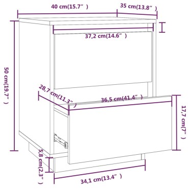 vidaXL Κομοδίνο Καφέ Μελί 40x35x50cm από Μασίφ Ξύλο Πεύκου 1 τεμ.