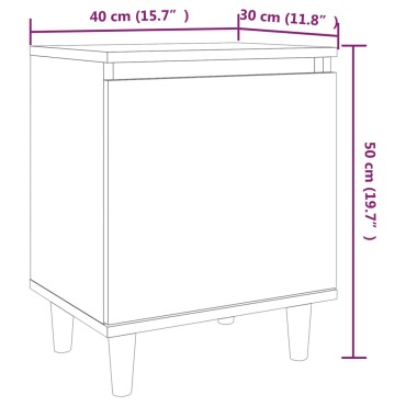 vidaXL Κομοδίνο Καπνιστή Δρυς 40x30x50cm με Μασίφ Ξύλινα Πόδια 1 τεμ.