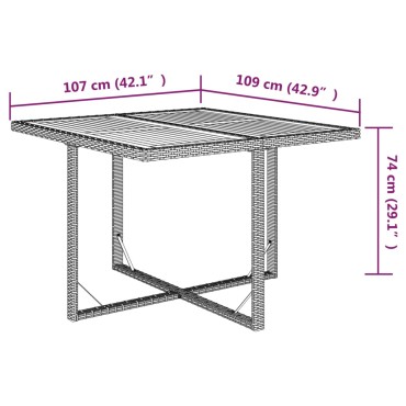 vidaXL Τραπέζι Κήπου Μπεζ 109x107x74cm Συνθετικό Ρατάν/Μασίφ Ακακία 1 τεμ.