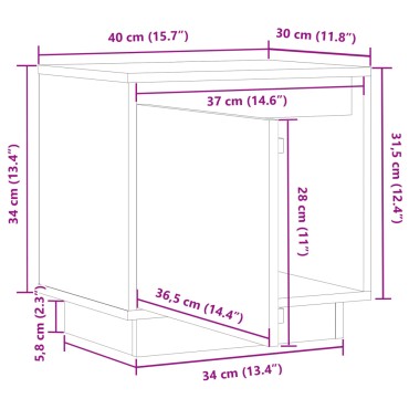 vidaXL Κομοδίνο 40x30x40cm από Μασίφ Ξύλο Πεύκου 1 τεμ.