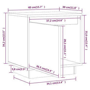 vidaXL Κομοδίνο 40x30x40cm από Μασίφ Ξύλο Πεύκου 1 τεμ.