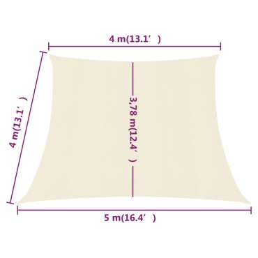 vidaXL Πανί Σκίασης Κρεμ 4/5 x 4 μ. από HDPE 160 γρ./μ²