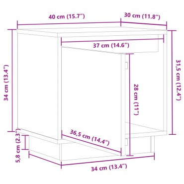 vidaXL Κομοδίνο Λευκό 40x30x40cm από Μασίφ Ξύλο Πεύκου 1 τεμ.