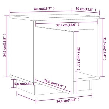 vidaXL Κομοδίνο Λευκό 40x30x40cm από Μασίφ Ξύλο Πεύκου 1 τεμ.