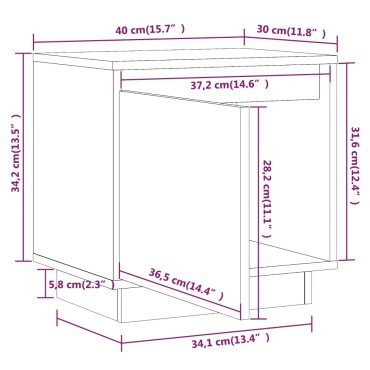 vidaXL Κομοδίνο Γκρι 40x30x40cm από Μασίφ Ξύλο Πεύκου 1 τεμ.