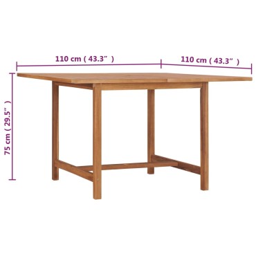 vidaXL Τραπεζαρία Κήπου 110x110x75cm από Μασίφ Ξύλο Teak 1 τεμ.