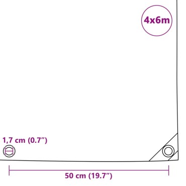 vidaXL Μουσαμάς Μαύρος 650 γρ./μ.² 4 x 6 μ.