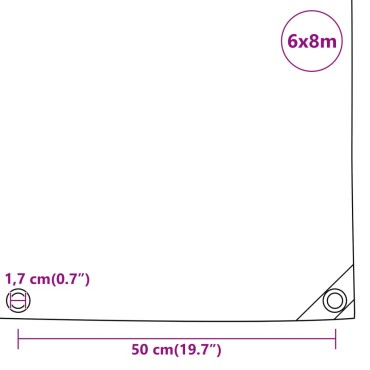 vidaXL Μουσαμάς Μαύρος 650 γρ./μ.² 6 x 8 μ.