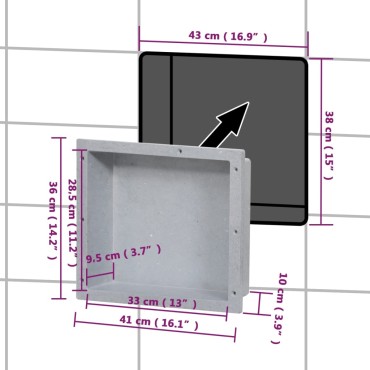 vidaXL Ράφι Ντουζιέρας Μαύρο Ματ 41 x 36 x 10 εκ.