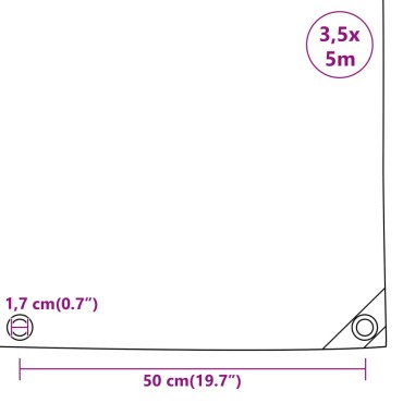 vidaXL Μουσαμάς Μαύρος 650 γρ./μ.² 3,5 x 5 μ.