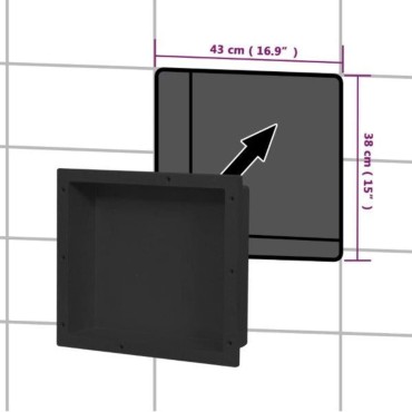 vidaXL Ράφι Ντουζιέρας Μαύρο Ματ 41 x 36 x 10 εκ.