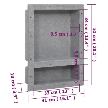 vidaXL Ράφι Ντουζιέρας με 2 Τμήματα Γκρι Ματ 41 x 51 x 10 εκ.