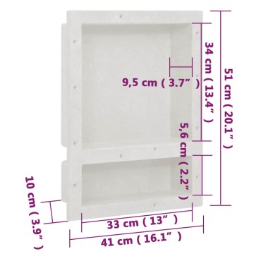 vidaXL Ράφι Ντουζιέρας με 2 Τμήματα Λευκό Ματ 41 x 51 x 10 εκ.