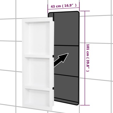 vidaXL Ράφι Ντουζιέρας με 3 Τμήματα Λευκό Ματ 41 x 99 x 9 εκ.