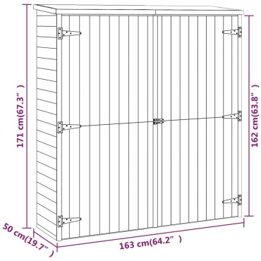 vidaXL Αποθήκη Εργαλείων Κήπου 163x50x171 εκ. Μασίφ Ξύλο Πεύκου