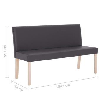 vidaXL Παγκάκι Γκρι από Συνθετικό Δέρμα 139,5x54x85,5cm 1 τεμ.