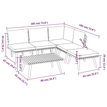vidaXL Σαλόνι Κήπου Σετ 6 τεμ. από Μασίφ Ξύλο Ακακίας με Μαξιλάρια 90x55x35εκ. (ΠxΒxΥ)</li><li>Διαστάσεις μαξιλαριού καθίσματος: 54x58,5x6cm