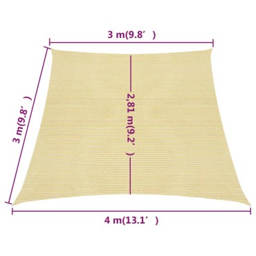 vidaXL Πανί Σκίασης Μπεζ 3/4 x 3 μ. 160 γρ./μ² από HDPE