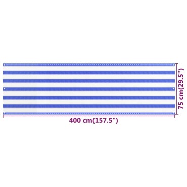 vidaXL Διαχωριστικό Βεράντας Μπλε / Λευκό 75x400 εκ. από HDPE