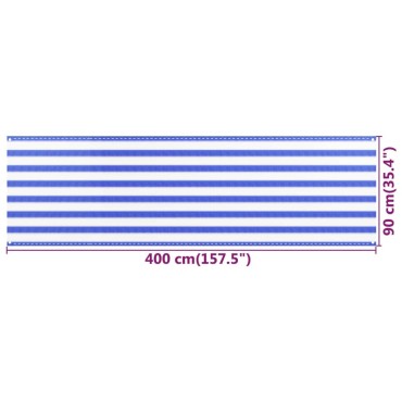 vidaXL Διαχωριστικό Βεράντας Μπλε / Λευκό 90x400 εκ. από HDPE