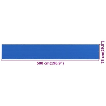 vidaXL Διαχωριστικό Βεράντας Μπλε 75x500 εκ. από HDPE