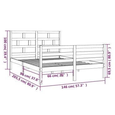 vidaXL Πλαίσιο Κρεβατιού Λευκό 140x200cm από Μασίφ Ξύλο Πεύκου 1 τεμ. - Διπλό