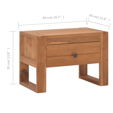 vidaXL Κομοδίνο 50x30x35cm από Μασίφ Ξύλο Teak 1 τεμ.