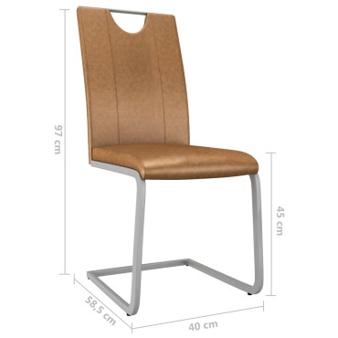 vidaXL Καρέκλες Τραπεζαρίας 2 τεμ. Καφέ από Συνθετικό Δέρμα 40x58,5x97cm