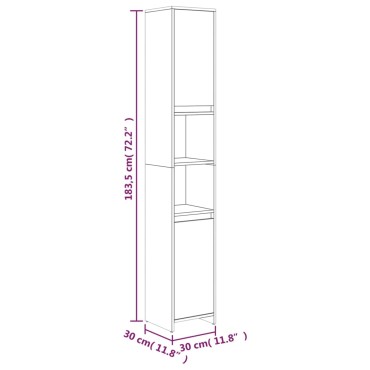 vidaXL Ντουλάπι Μπάνιου Καπνιστή Δρυς 30x30x183,5cm Επεξεργ. Ξύλο