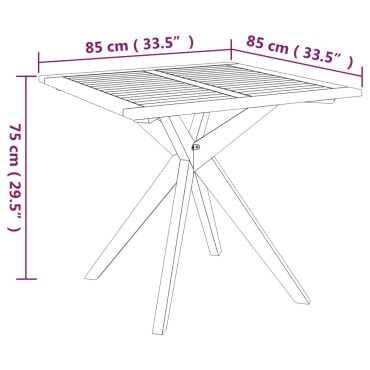 vidaXL Τραπέζι Κήπου 85x85x75cm από Μασίφ Ξύλο Ακακίας 1 τεμ.