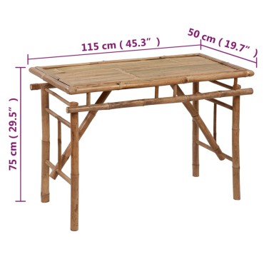 vidaXL Τραπέζι Κήπου Πτυσσόμενο 115x50x75cm από Μπαμπού 1 τεμ.