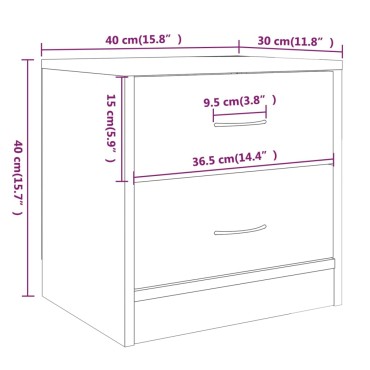 vidaXL Κομοδίνο Καπνιστή Δρυς 40x30x40cm από Επεξεργασμένο Ξύλο 1 τεμ.