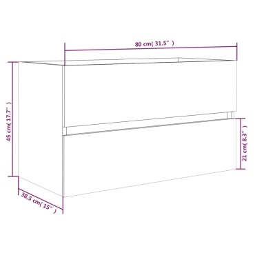 vidaXL Ντουλάπι Νιπτήρα Καπνιστή Δρυς 80x38,5x45cm Επεξεργ. Ξύλο 1 τεμ.