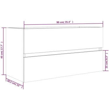 vidaXL Ντουλάπι Νιπτήρα Καπνιστή Δρυς 90x38,5x45cm Επεξεργασμένο Ξύλο 1 τεμ.