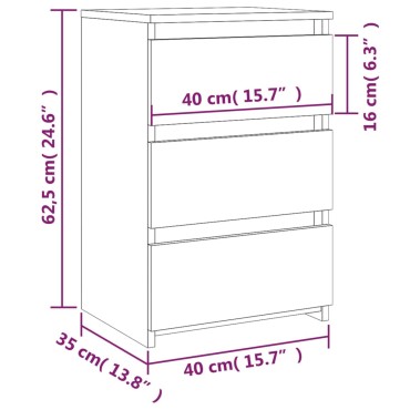 vidaXL Κομοδίνα 2 τεμ. Γκρι Sonoma 40x35x62,5cm Επεξεργασμένο Ξύλο