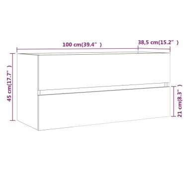 vidaXL Ντουλάπι Νιπτήρα Καπνιστή Δρυς 100x38,5x45cm Επεξεργ. Ξύλο 1 τεμ.