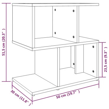 vidaXL Κομοδίνο Καπνιστή Δρυς 50x30x51,5cm από Επεξεργασμένο Ξύλο 1 τεμ.