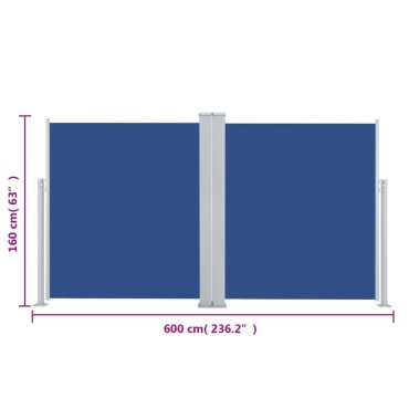 vidaXL Σκίαστρο Πλαϊνό Πτυσσόμενο Μπλε 160 x 600 εκ.