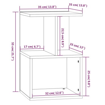 vidaXL Κομοδίνα 2 τεμ. Γκρι Sonoma 35x35x55cm από Επεξεργασμένο Ξύλο