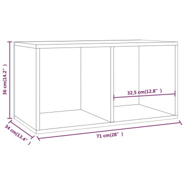 vidaXL Έπιπλο Δίσκων Βινυλίου Καπνιστή Δρυς 71x34x36cm Επεξεργ. Ξύλο 1 τεμ.