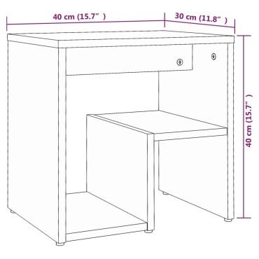 vidaXL Κομοδίνα 2 τεμ. Καπνιστή Δρυς 40x30x40cm Επεξεργασμένο Ξύλο