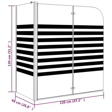 vidaXL Καμπίνα Μπανιέρας Ριγέ 120 x 68 x 130 εκ. από Ψημένο Γυαλί