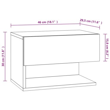 vidaXL Κομοδίνα Επιτοίχια 2 τεμ. Λευκά 46x29,5x30cm