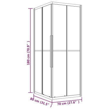 vidaXL Καμπίνα Ντουζιέρας με Ρίγες Μαύρη 80 x 70 x 180 εκ. από ESG