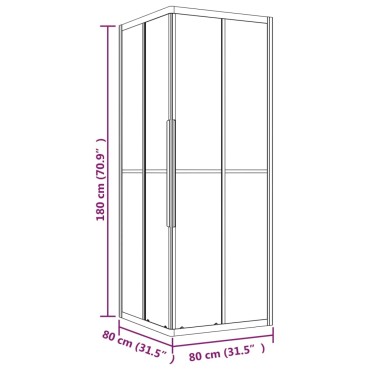 vidaXL Καμπίνα Ντουζιέρας με Ρίγες Μαύρη 80 x 80 x 180 εκ. από ESG