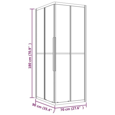 vidaXL Καμπίνα Ντουζιέρας με Ρίγες Μαύρη 90 x 70 x 180 εκ. από ESG