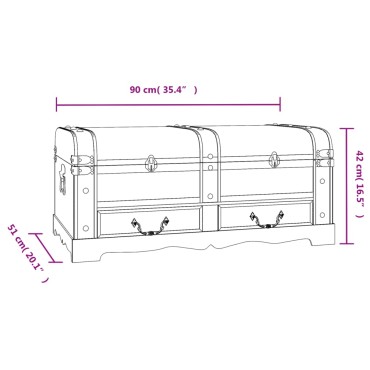 vidaXL Σεντούκι Θησαυρού Μαύρο 90x51x42cm Ξύλινο 1 τεμ.