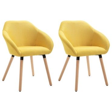 vidaXL Καρέκλες Τραπεζαρίας 2 τεμ. Κίτρινες Υφασμάτινες 62x54x83,5cm