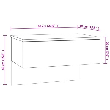 vidaXL Κομοδίνο Επιτοίχιο Λευκό 60x40x40cm 1 τεμ.